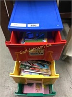 ROLLING 3 DRAWER STORAGE W/KIDS BOOKS