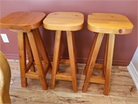 (3) WOOD BAR STOOLS