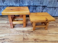 (2) WOOD SMALL STOOLS