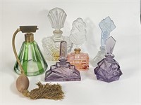 6 Vintage Glass Perfume Bottles