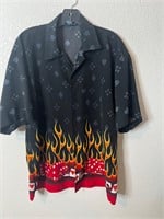 Button Up Dice Flame Shirt Guy Fieri
