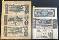 Paper Currency US Confederate & Foreign Glued Down