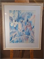 Terry Madden Parrots on Branch Framed Print