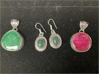 Green Onyx & Red Onyx  Gemstone Pendants.