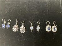 Tanzanite & Opal Sterling Silver Earrings.