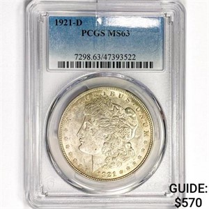 1921-D Morgan Silver Dollar PCGS MS63