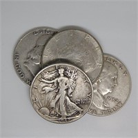 $2 Face Value 90% Silver Halves -  4 pcs.