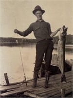 Antique Fisherman & His Catch Photo Print