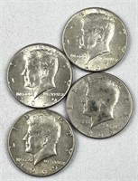 (4) 1967-69 JFK 40% Silver Half Dollars