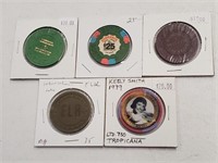 5 Various Sleeved Casino Chips