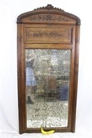 Antique "Argenture Perfectionnee" Oak Wood Mirror