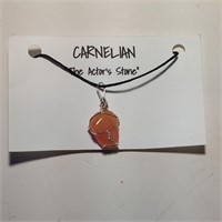 Wire-Wrapped Carnelian Gemstone Necklace