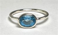 Sterling Swiss Blue Topaz Ring 2 Grams Size 7.5