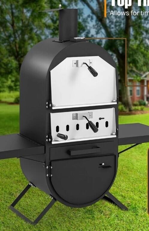 Giantex Pizza Oven Wood Fired - 2-Layer Outdoor Ps