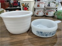Milk glass bowl and fire King jadeite coffee cup