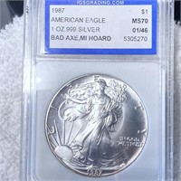 1987 Silver Eagle IGS - MS70 BAD AXE MI HOARD