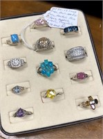 SELECTION OF 12 SILVER GEMSTONE RINGS