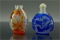 2 Pc Chinese Peking Glazed Snuff Bottles