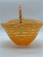 Block Crystal Creamsicle Orange Glass Basket