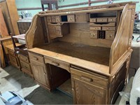 S oak roll top desk