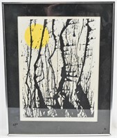 William Aldau, Signed MCM Abstract Forest Print