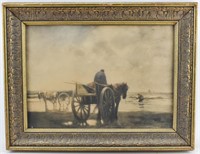 After W F Ritschel Horse Cart & Clam Digger Litho