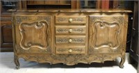 French Normandy Style Carved Oak Sideboard.