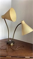 Vintage MCM twin gooseneck lamp with original