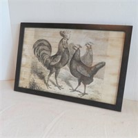 Rooster & Chicken Framed Print - 18" x 12"