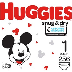 Huggies Snug & Dry Baby Diapers Size 1 256 Ct