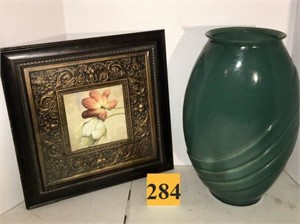 Large Green Vase & Picture