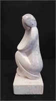 SIGNED CARVED STONE LADY FIGURE