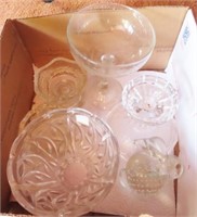 (6) GLASS ITEMS-CANDLE HOLDER-ASHTRAY