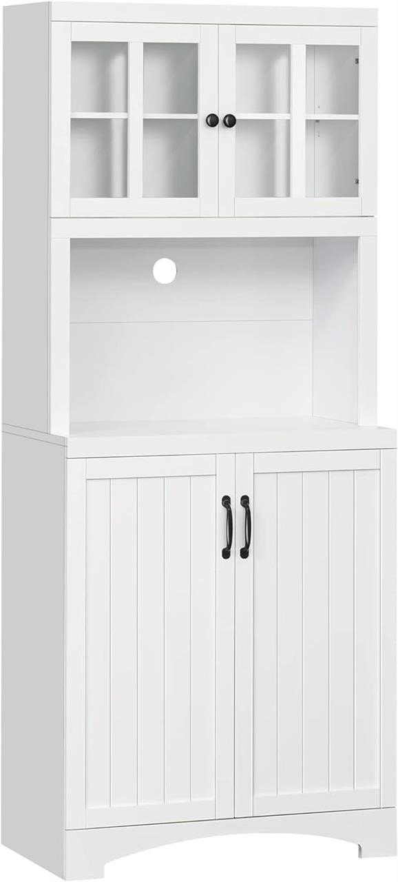 $240  HOMCOM Kitchen Hutch  Pantry Cabinet with Gl