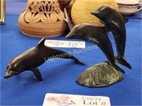 TWO METAL "SPI" DOLPHINS