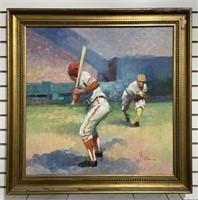 (AF) John Adamos Manila Baseball Oil Painting 36”