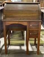 (H) Vintage Roll Top School Desk 24” x 15” x 34