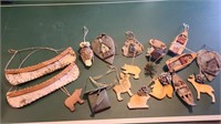 Lot of wooden fishing and hunting items