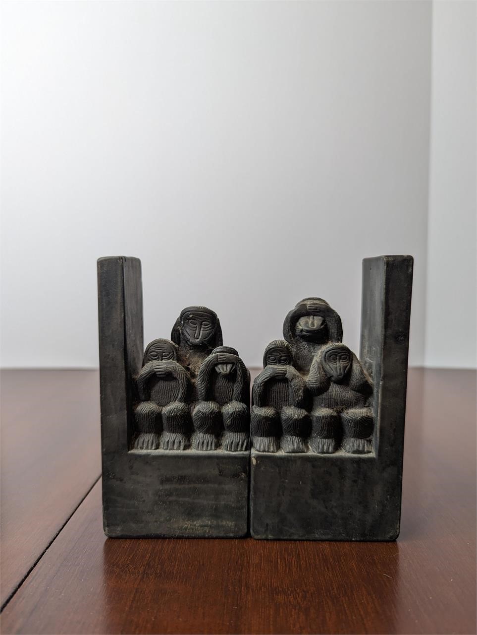 Three wise monkeys Bookends