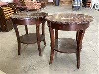 Two marble top end tables