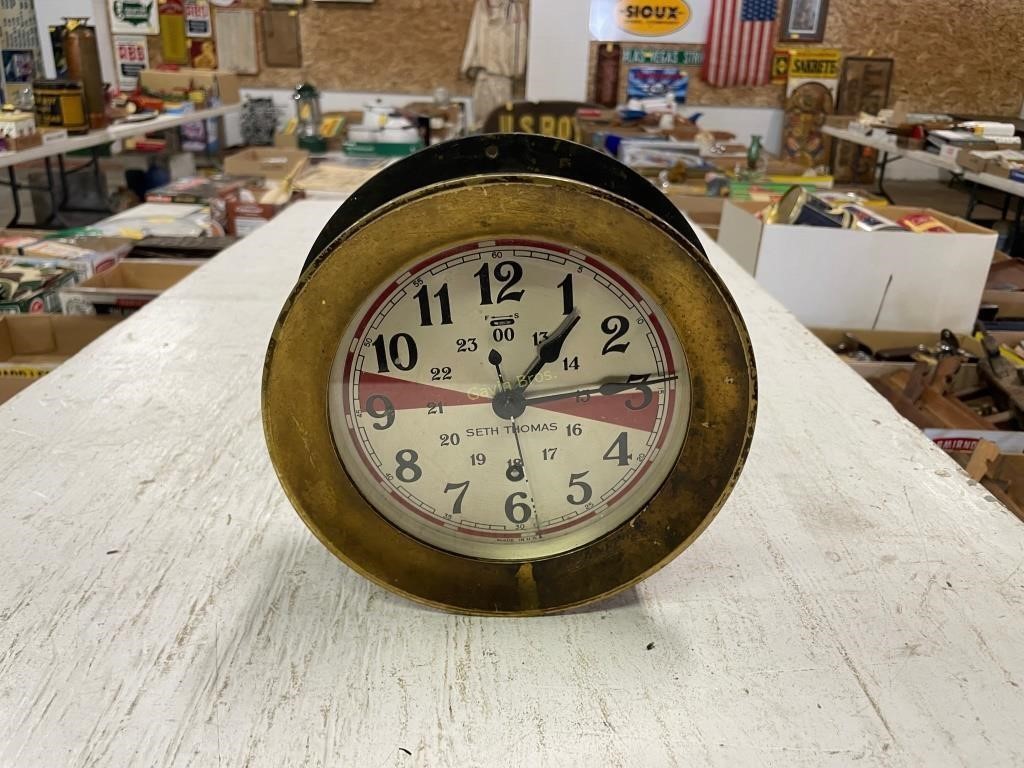Seth Thomas Coast Guard Radio Room Brass Clock