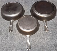 (3) U.S.A. Cast Iron Pans / Skillets