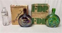 Vintage Ike & FDR Carnival Glass Decanter Bottles