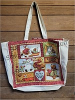 Large Canvas Winter Teddy Tote