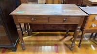 ANTIQUE WALNUT 2 DRAWER WORK TABLE. CIRCA 1860