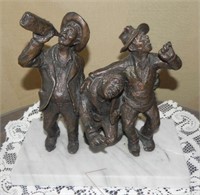 Three Drunken Men Heavy Bronze Sculpture