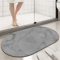 Bath Mat  31.5*19.7 in Quick-dry  Lt Grey Oval