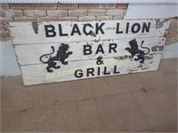 VINTAGE BLACK LION BAR WOODEN SIGN