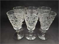 (6) Vintage Thousand Eye Pressed Glass Goblets