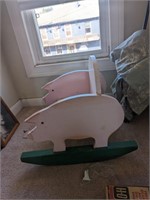 Primitive piglet child's rocking chair
